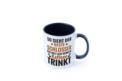 Kaffee Trink: Schlosser | Beruf Schlosserei Tasse Weiß - Schwarz - Kaffeetasse / Geschenk / Familie
