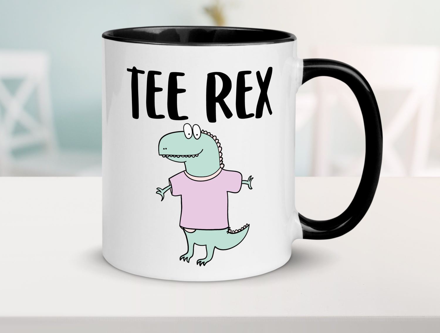 Tee Rex | Tee Becher | Dinosaurierer | Teetrinker Tasse Weiß - Schwarz - Kaffeetasse / Geschenk / Familie
