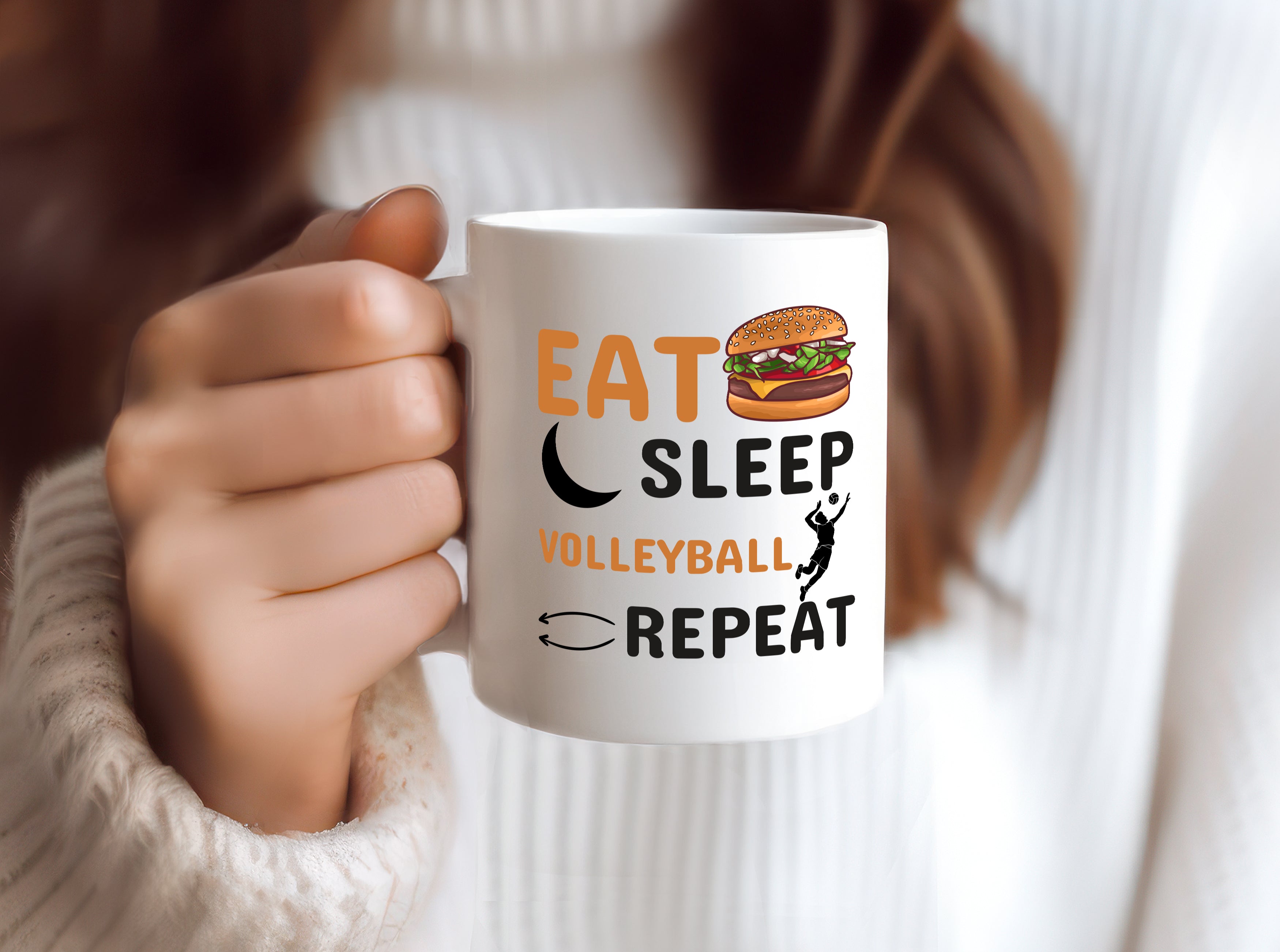 Eat Sleep Volleyball Repeat | Volleyball Spieler Tasse - Tasse Weiß - Kaffeetasse / Geschenk / Familie