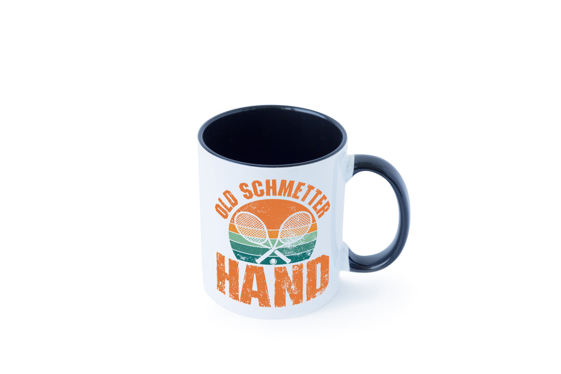 Old Schmetter Hand | Tennis Spieler | Sport Tasse Weiß - Schwarz - Kaffeetasse / Geschenk / Familie