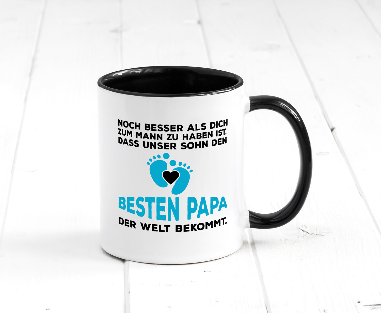 Bester Papa | Vaterschaft Tasse | Schwangerschaft Tasse Weiß - Schwarz - Kaffeetasse / Geschenk / Familie