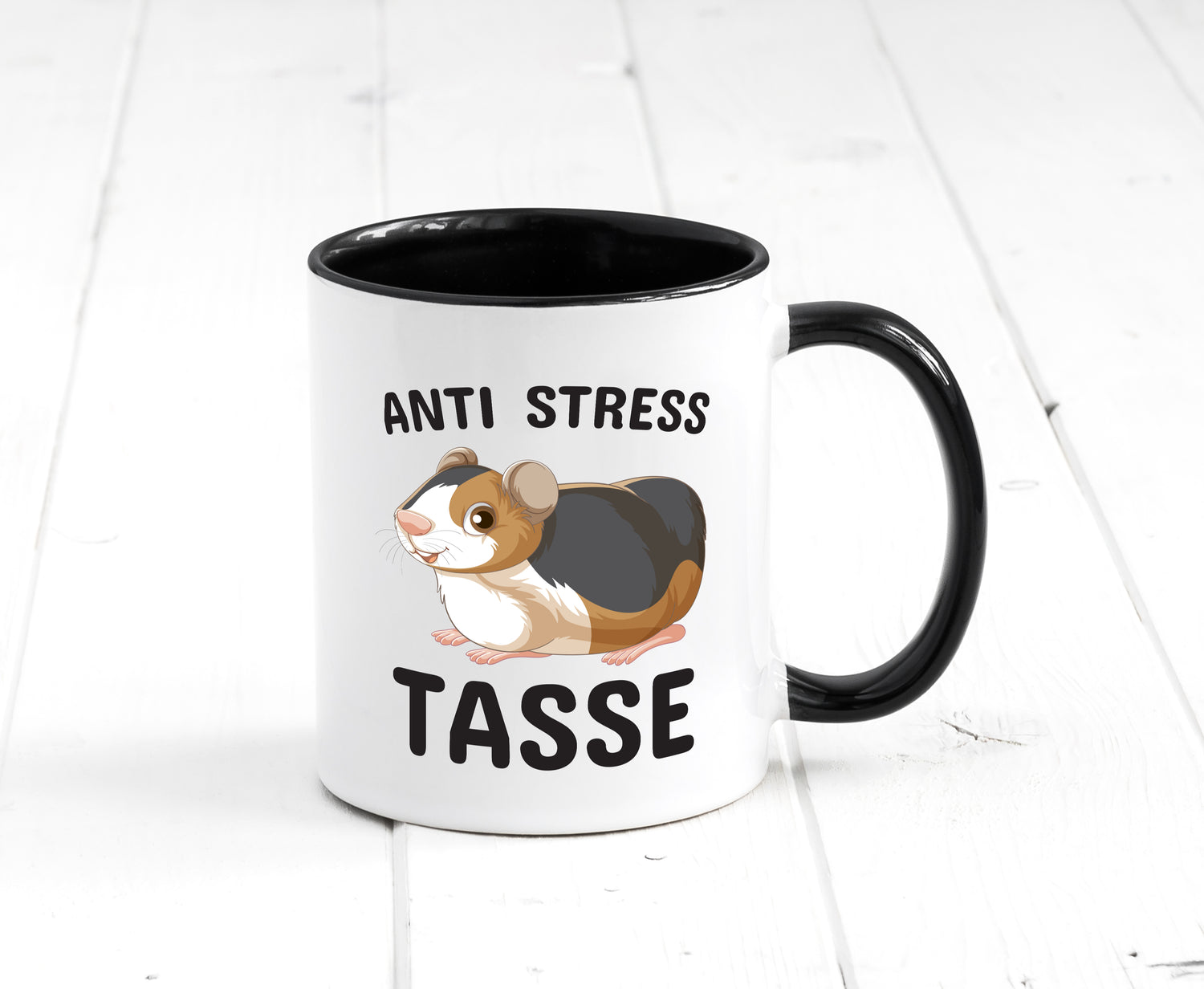 Anti Stress Tasse | Meerschweinchen Liebe | Haustier Tasse Weiß - Schwarz - Kaffeetasse / Geschenk / Familie