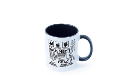 Achtung Probleme Hausmeister | Hauswart Tasse Weiß - Schwarz - Kaffeetasse / Geschenk / Familie