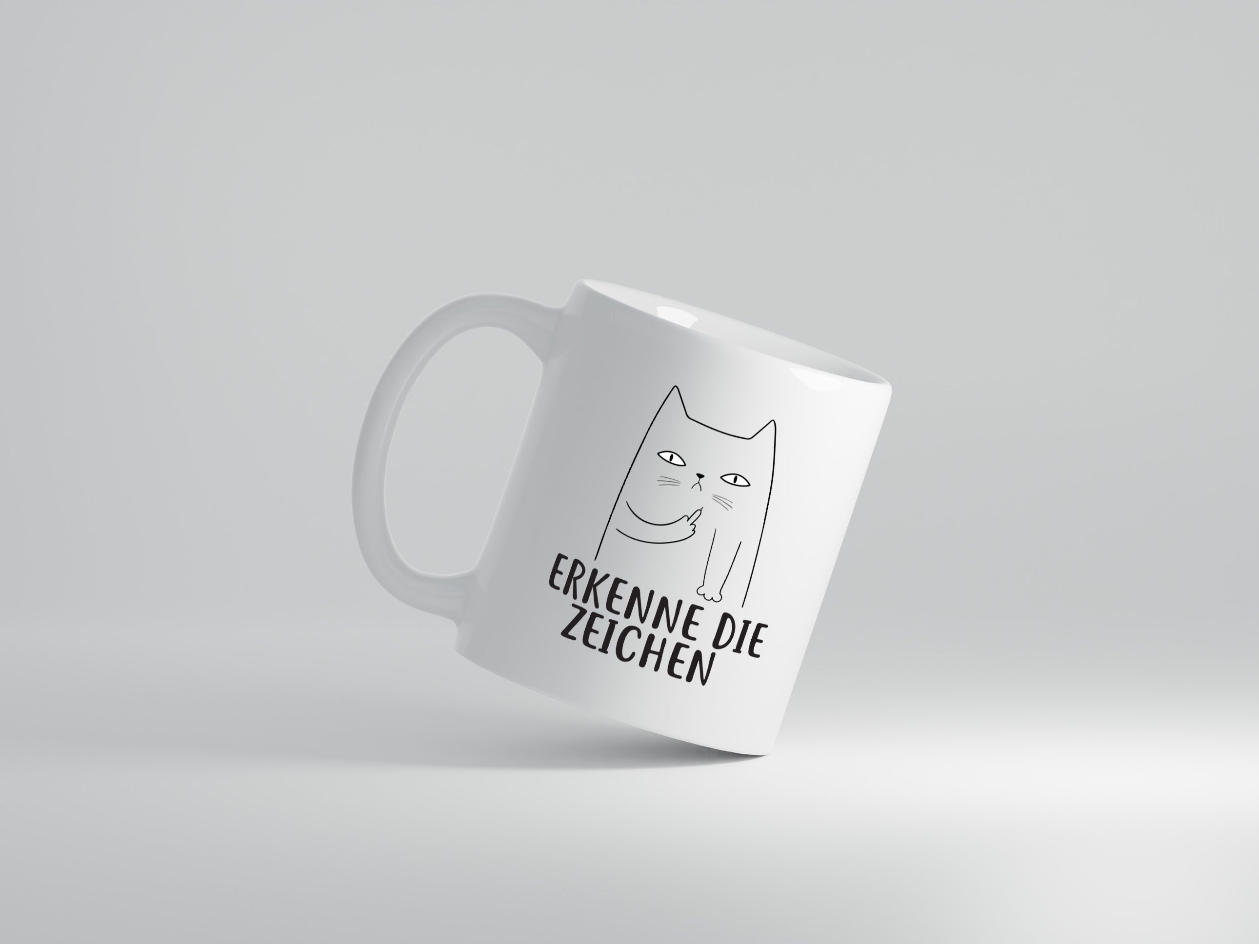 Erkenne die Zeichen | Katzenbesitzer | witzige Katze - Tasse Weiß - Kaffeetasse / Geschenk / Familie