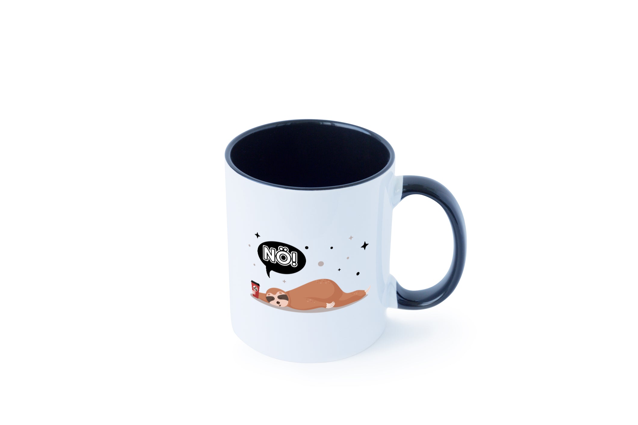 Nö! Ich bin Müde Faultier Tasse Weiß - Schwarz - Kaffeetasse / Geschenk / Familie