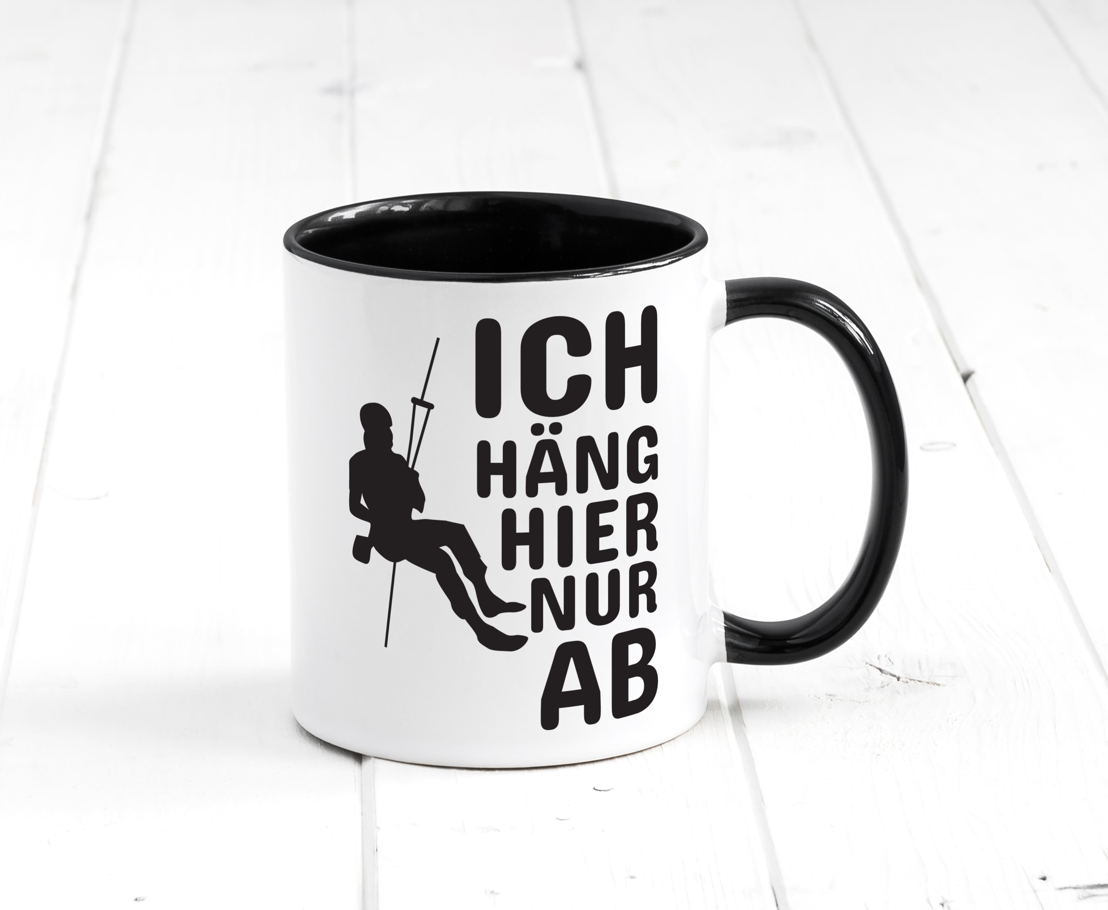 Klettern Spruch | Kletterer Tasse | Hobby | Motiv Tasse Weiß - Schwarz - Kaffeetasse / Geschenk / Familie