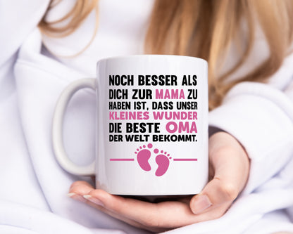 Beste Oma der Welt | Geburt Tasse | Schwangerschaft - Tasse Weiß - Kaffeetasse / Geschenk / Familie