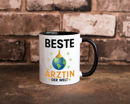 Welt Beste Ärztin | Medizin | Doktorin | Fachärztin Tasse Weiß - Schwarz - Kaffeetasse / Geschenk / Familie