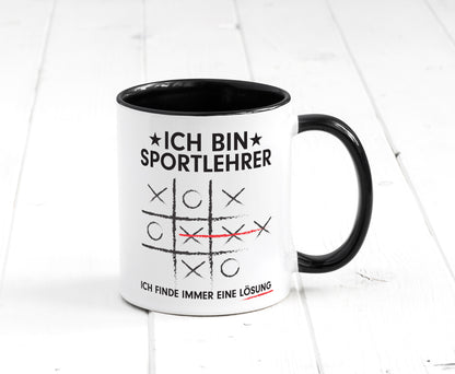 Löse Probleme: Sportlehrer | Lehrer | Sport Tasse Weiß - Schwarz - Kaffeetasse / Geschenk / Familie