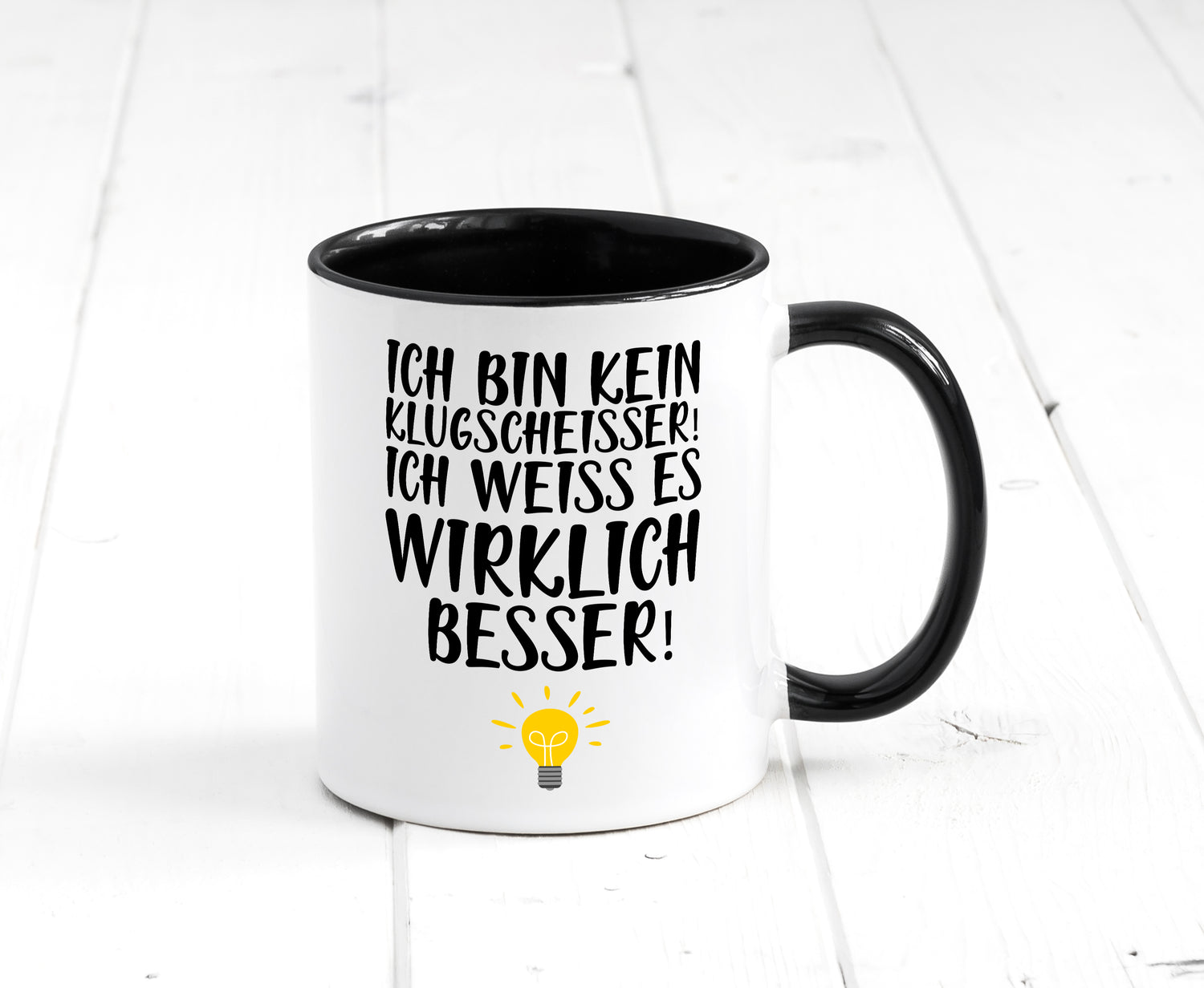 Klugscheißer | Arbeit | Kollegin / Chef | Arbeits Tasse Tasse Weiß - Schwarz - Kaffeetasse / Geschenk / Familie