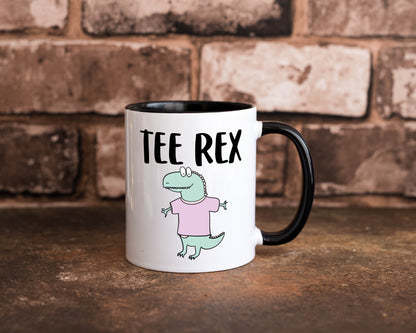 Tee Rex | Tee Becher | Dinosaurierer | Teetrinker Tasse Weiß - Schwarz - Kaffeetasse / Geschenk / Familie