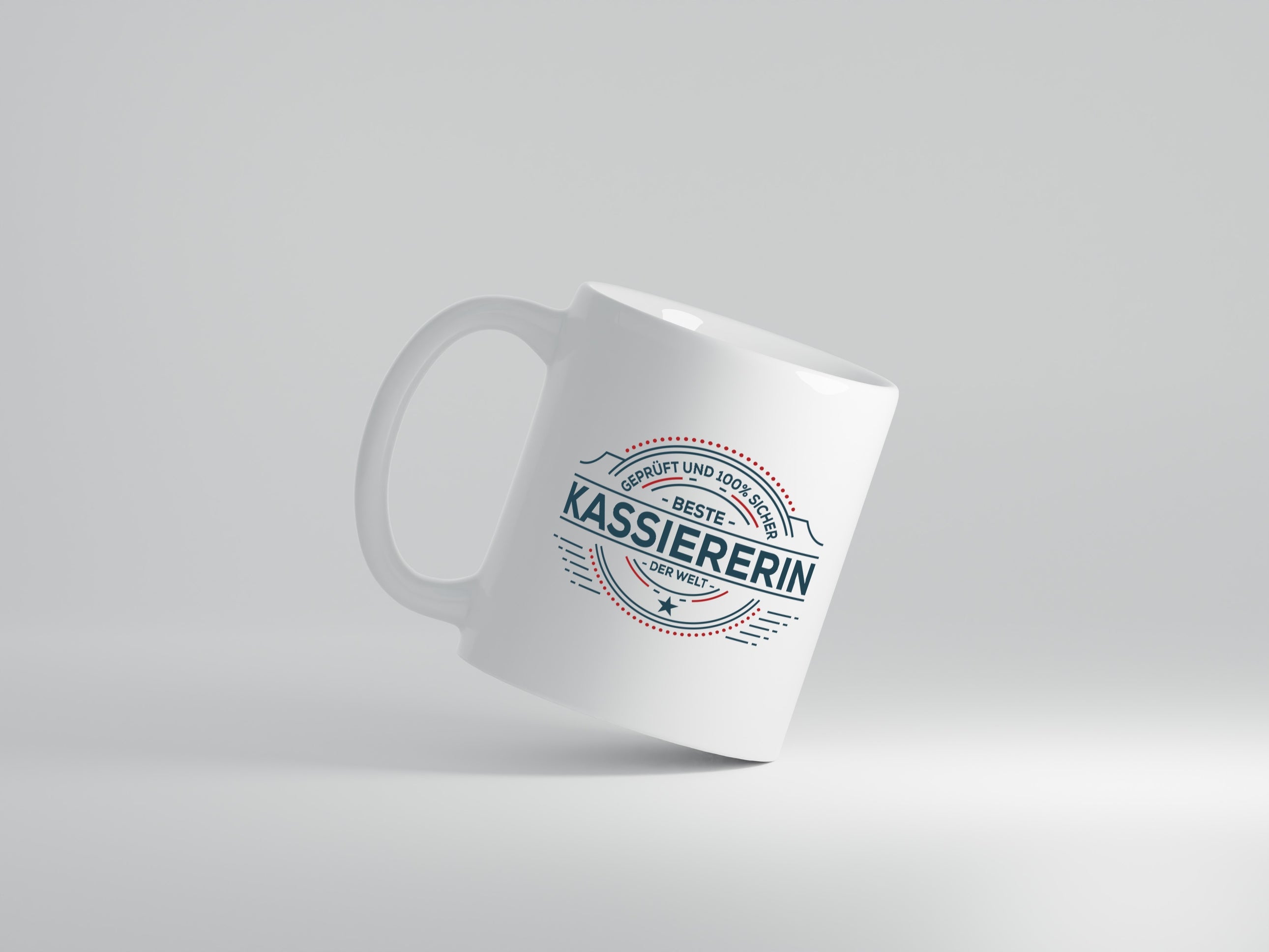 Geprüft und sicher: Kassiererin - Tasse Weiß - Kaffeetasse / Geschenk / Familie