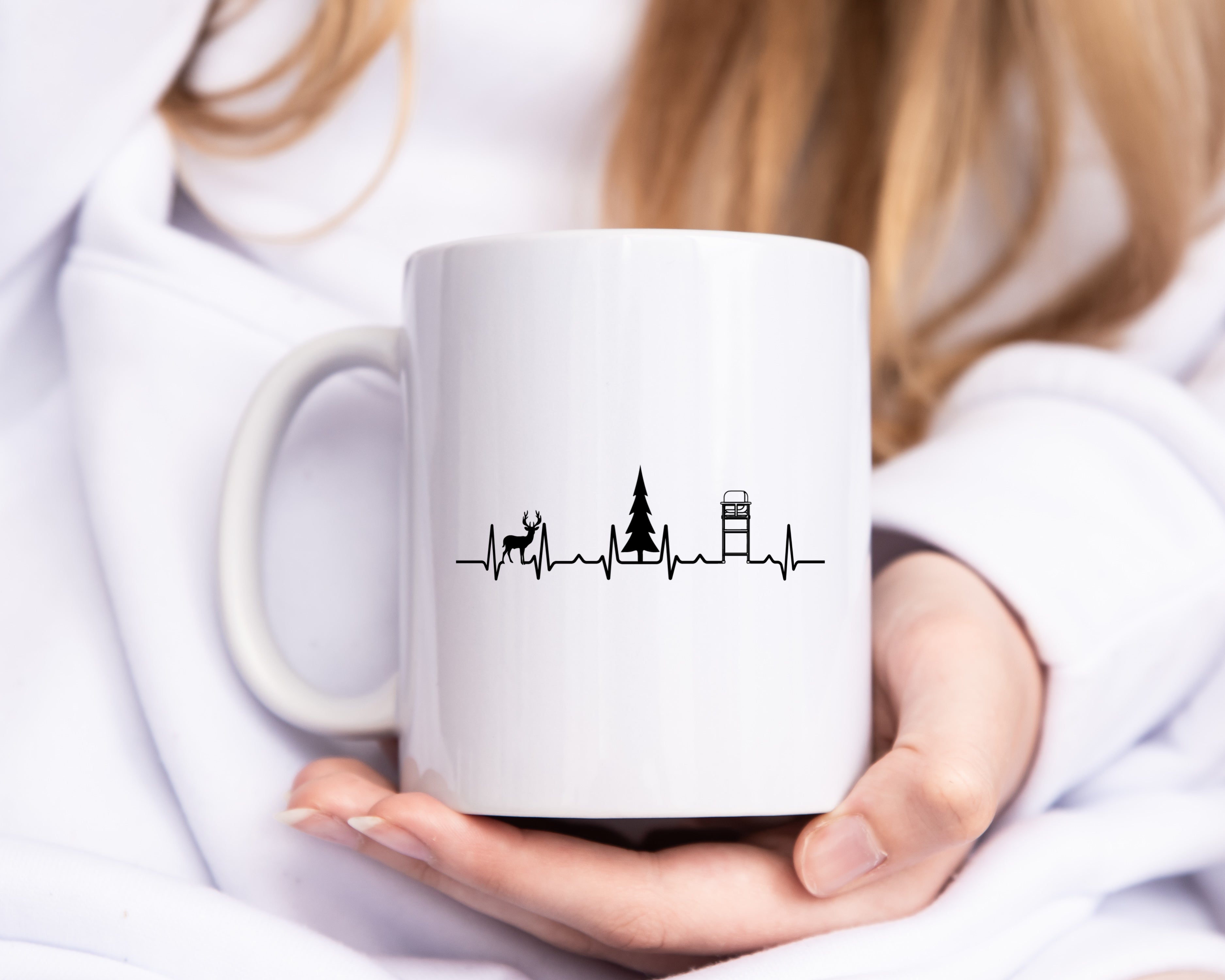 Jäger Herzschlag | Motiv Jagd | Wild | Hochsitz - Tasse Weiß - Kaffeetasse / Geschenk / Familie