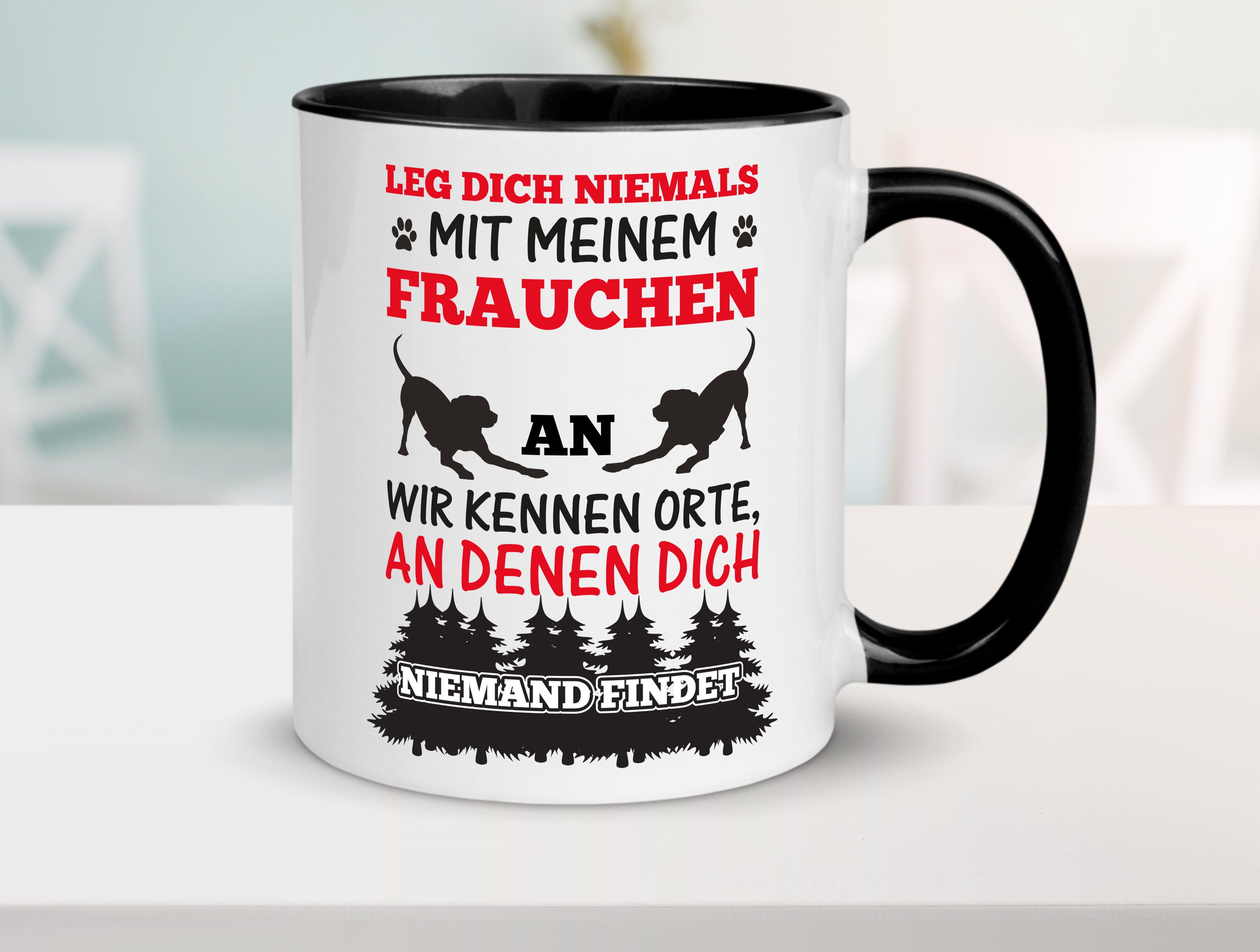 Mein Frauchen | Frauen Tasse | Hundebesitzerin | Spruch Tasse Weiß - Schwarz - Kaffeetasse / Geschenk / Familie