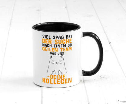 Geiles Team | Abschied Tasse | Kollegen Spruch Tasse Weiß - Schwarz - Kaffeetasse / Geschenk / Familie