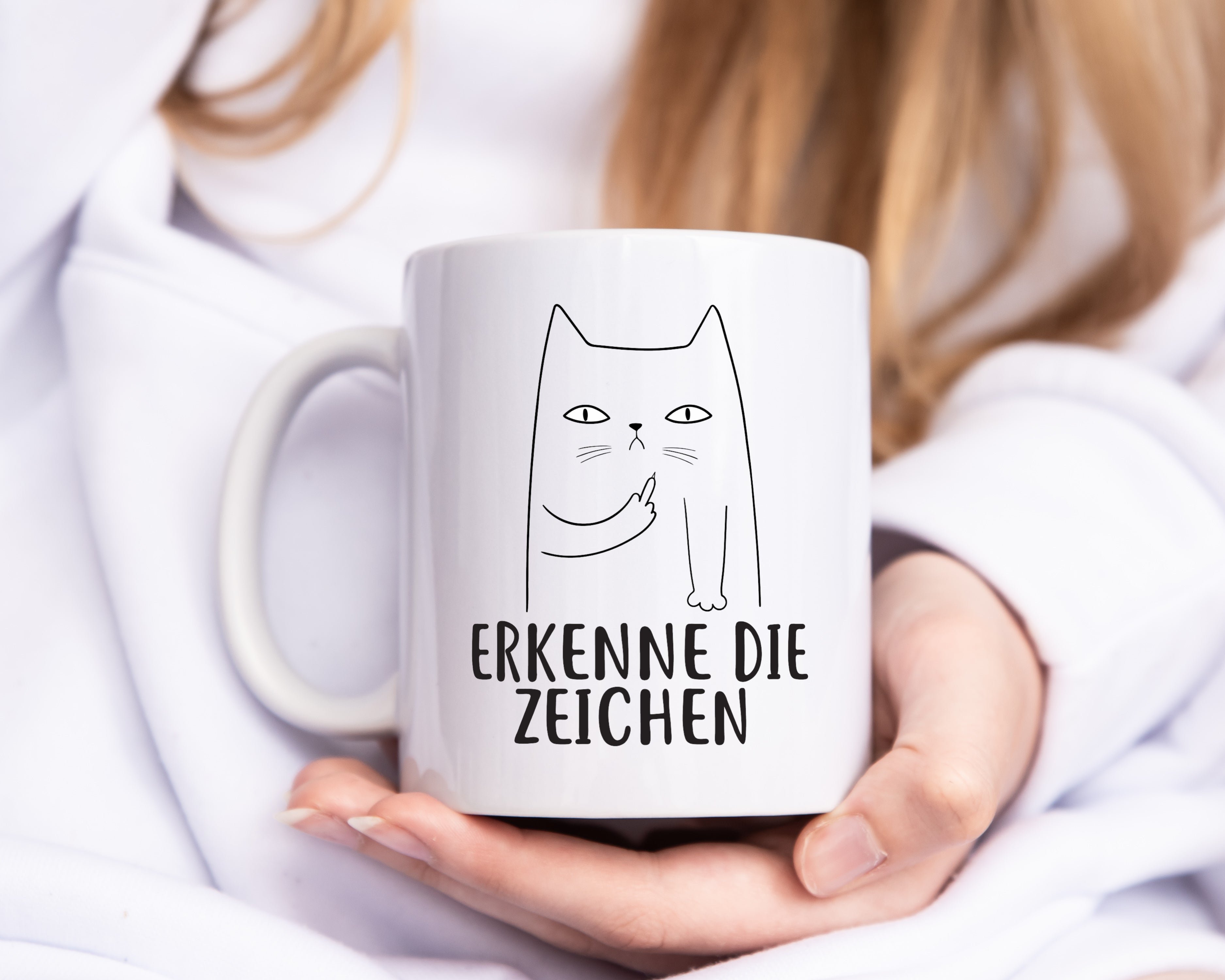 Erkenne die Zeichen | Katzenbesitzer | witzige Katze - Tasse Weiß - Kaffeetasse / Geschenk / Familie