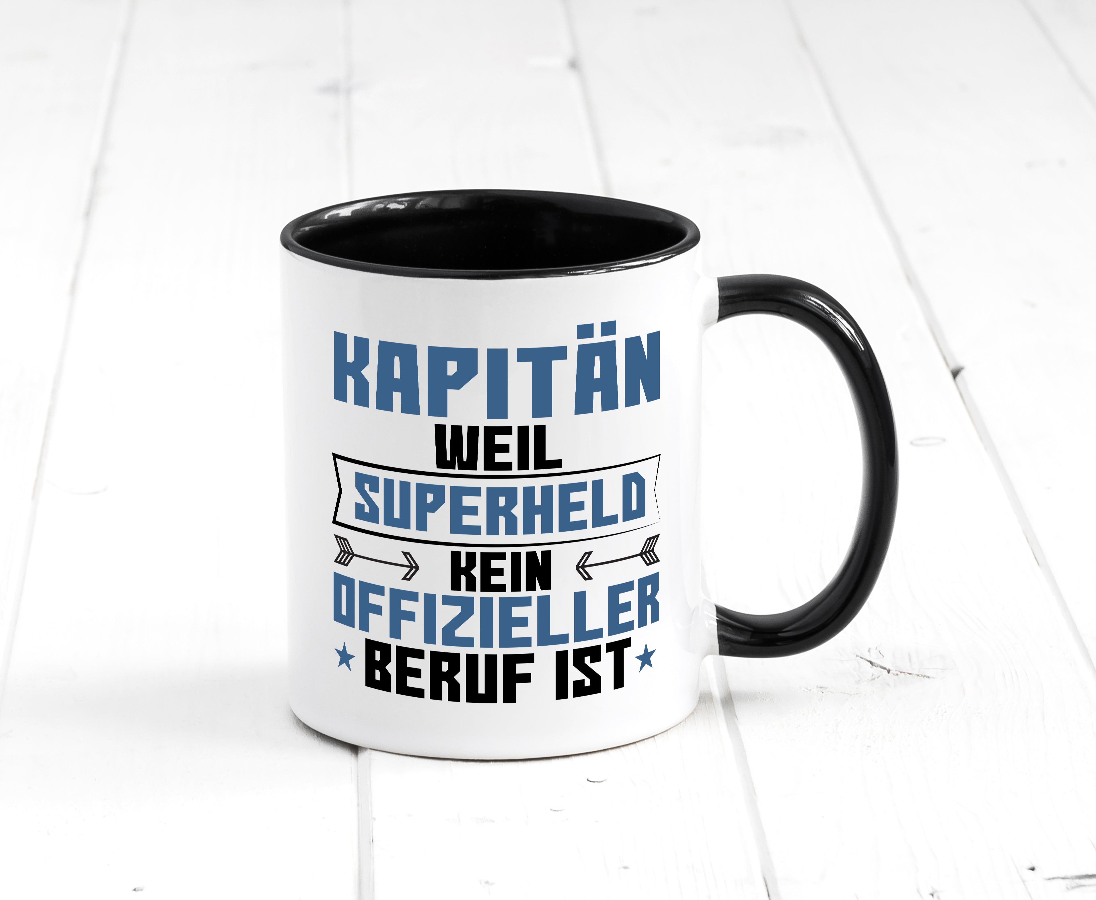 Superheld Kapitän | Schiffskapitän | Schiff Tasse Weiß - Schwarz - Kaffeetasse / Geschenk / Familie