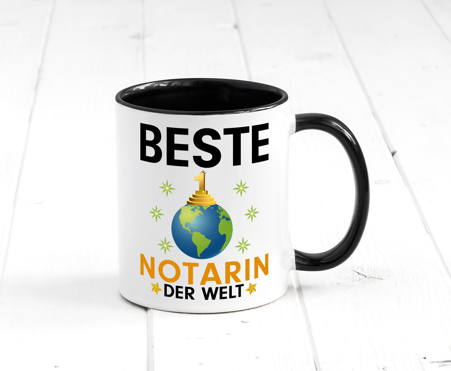 Welt Beste Notarin | Juristin Tasse Weiß - Schwarz - Kaffeetasse / Geschenk / Familie