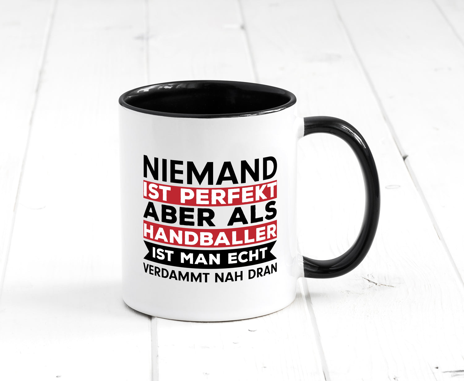 Perfekter Handballer | Handball Tasse | Ballsport Tasse Weiß - Schwarz - Kaffeetasse / Geschenk / Familie