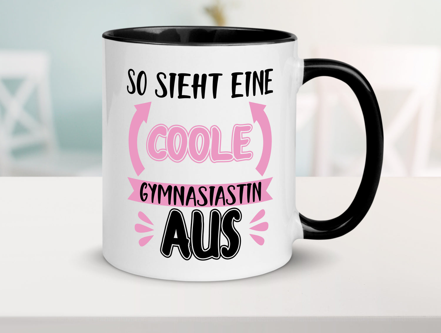 Coole Gymnasiastin | Mädchen Tasse | Schülerin Tasse Weiß - Schwarz - Kaffeetasse / Geschenk / Familie