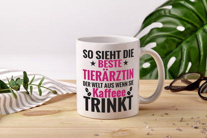 Kaffee Trink: Tierärztin | Mediziner | Tiermedizin - Tasse Weiß - Kaffeetasse / Geschenk / Familie