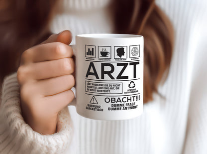 Achtung Probleme Arzt | Medizin | Doktor | Facharzt - Tasse Weiß - Kaffeetasse / Geschenk / Familie