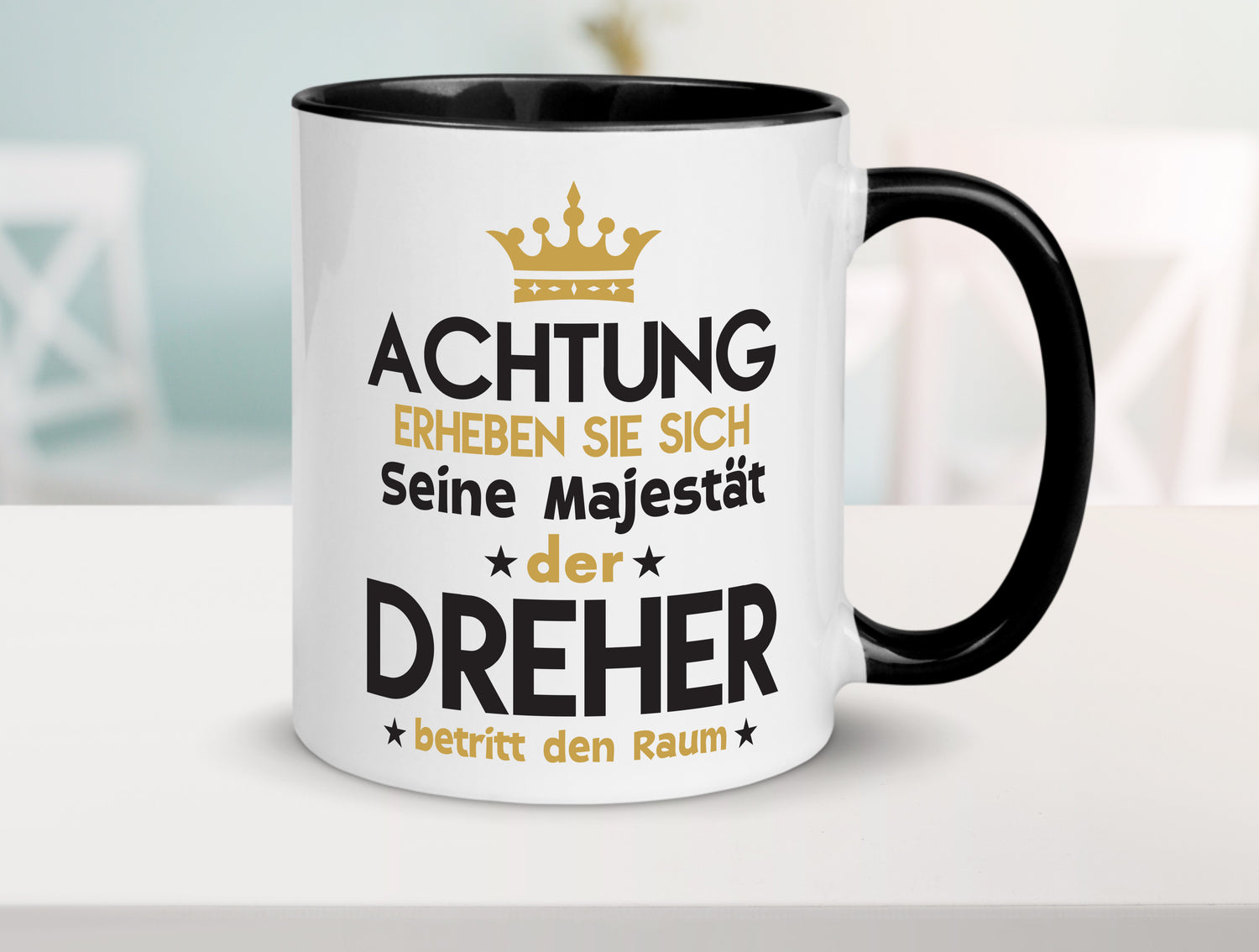 Seine Majestät Dreher | Fräser | Dreher Tasse Weiß - Schwarz - Kaffeetasse / Geschenk / Familie