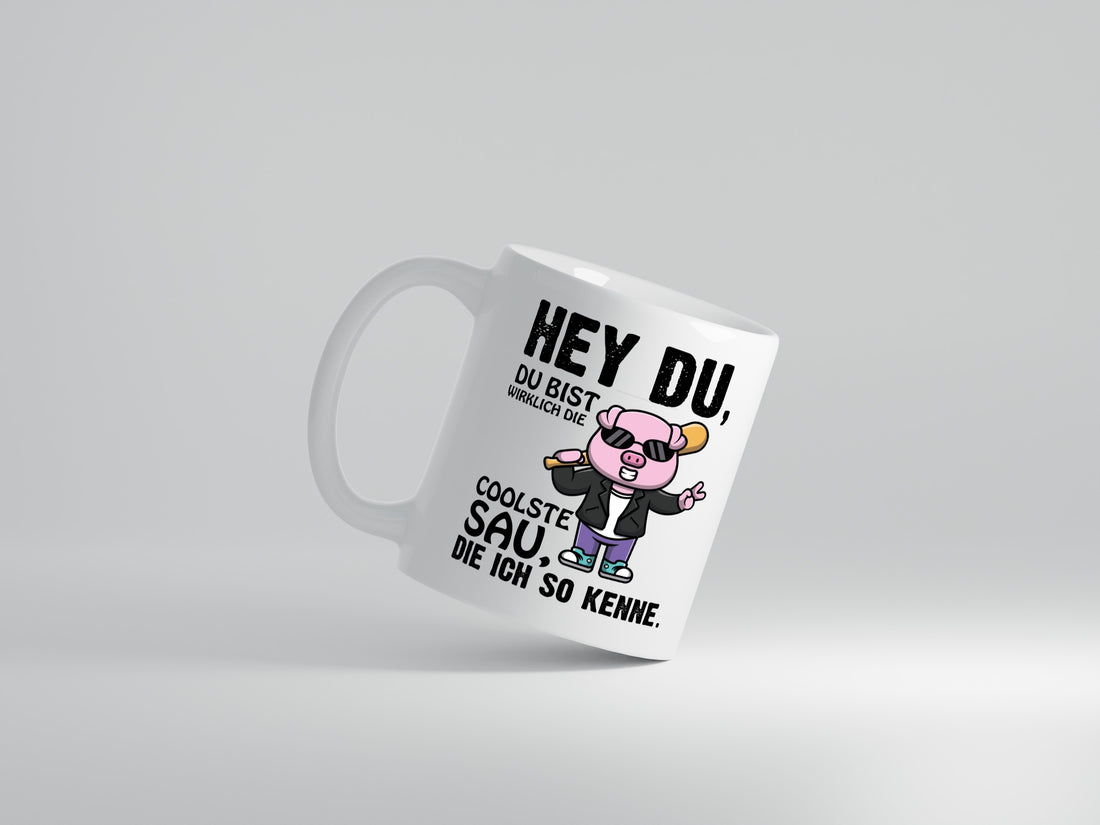 Du bist eine Coole sau - Tasse Weiß - Kaffeetasse / Geschenk / Familie