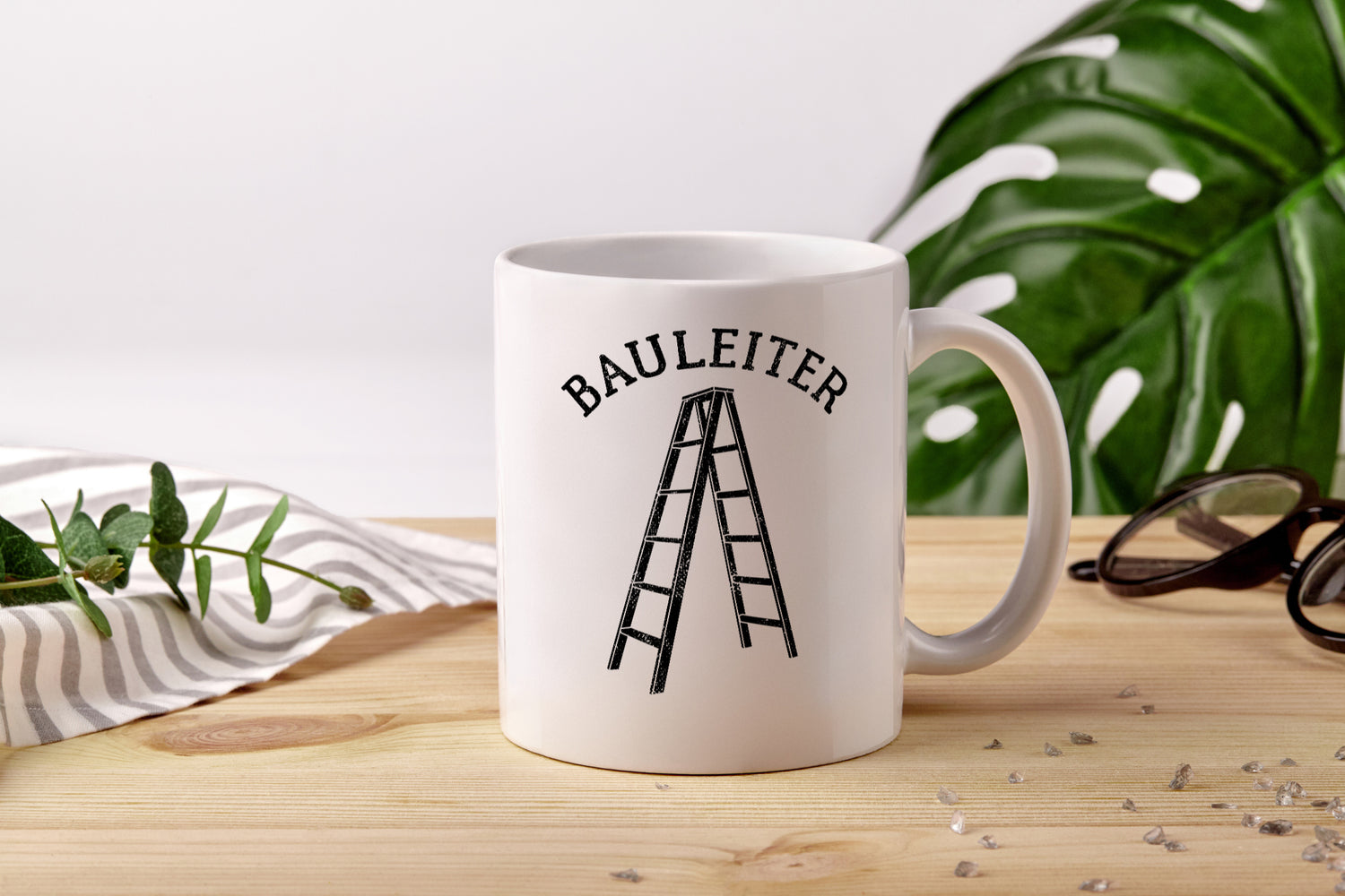 Bauleiter - Baustelle - Leiter Wortspiel - Tasse Weiß - Kaffeetasse / Geschenk / Familie