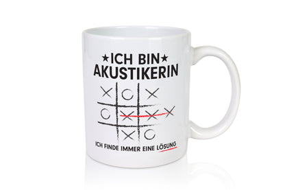 Lösung Finden: Akustikerin | Akustik - Tasse Weiß - Kaffeetasse / Geschenk / Familie