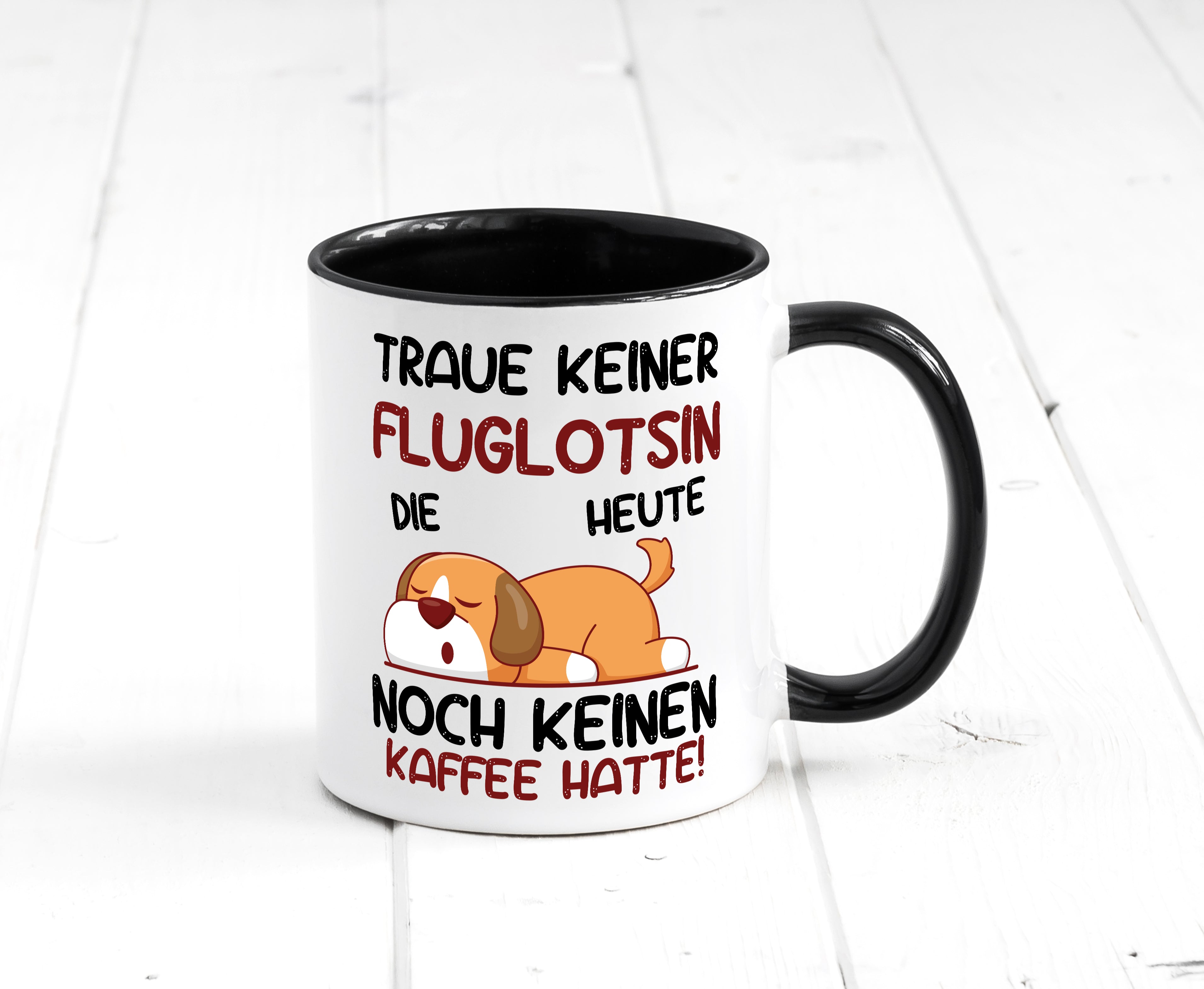 Traue keiner Fluglotsin | Flughafen | Flugverkehr Tasse Weiß - Schwarz - Kaffeetasse / Geschenk / Familie