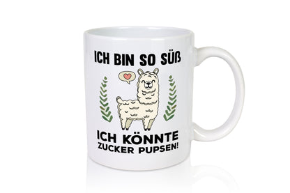 Ich bin so süß | niedlich | Lama | Zucker pupsen - Tasse Weiß - Kaffeetasse / Geschenk / Familie