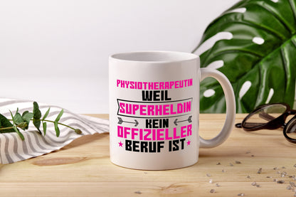 Superheldin Physiotherapeutin - Tasse Weiß - Kaffeetasse / Geschenk / Familie