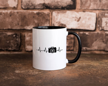 Fotografie Herzschlag | Kamera | Fotograf | Fotos Tasse Weiß - Schwarz - Kaffeetasse / Geschenk / Familie