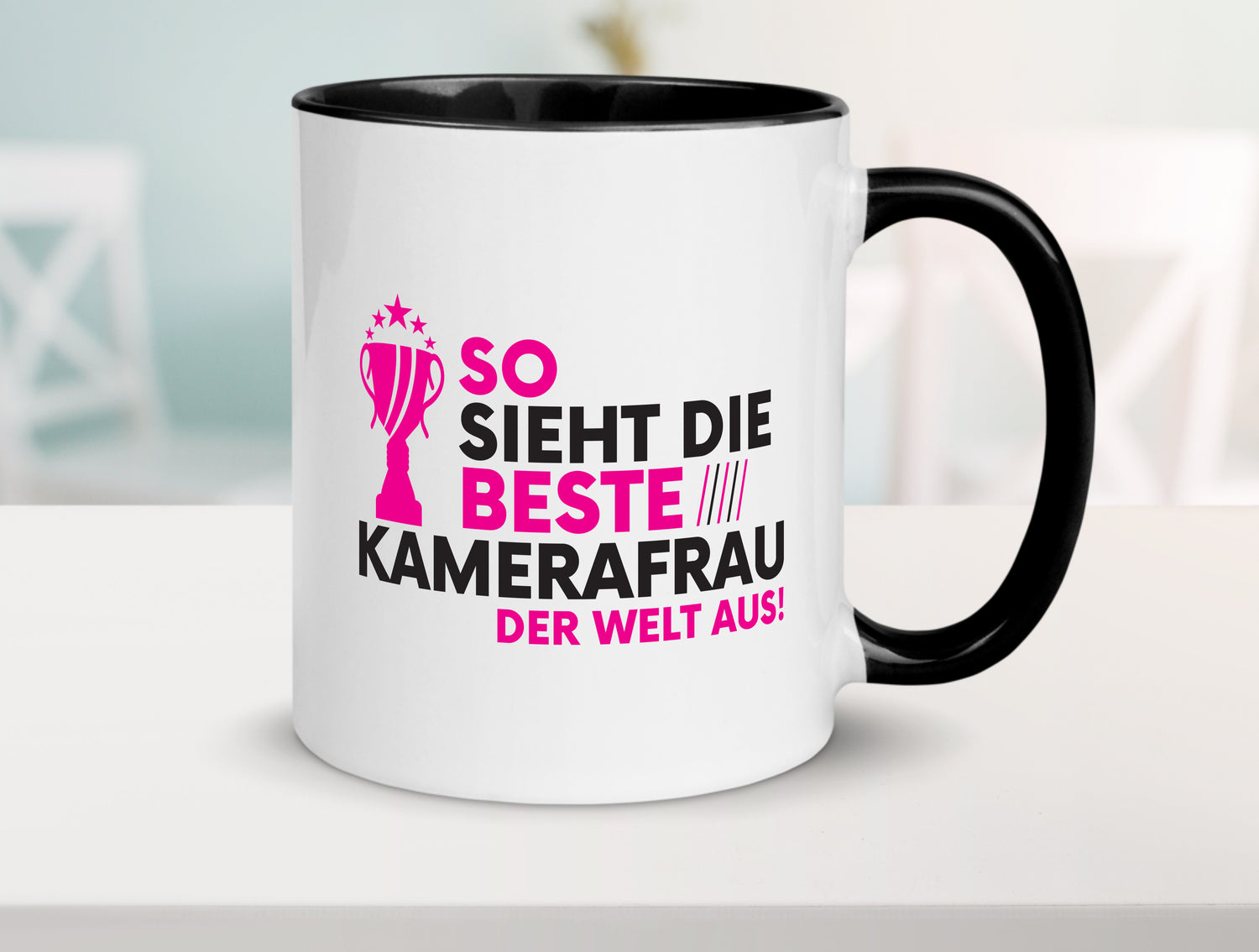 Die Weltbeste Kamerafrau | Kamera Tasse Weiß - Schwarz - Kaffeetasse / Geschenk / Familie