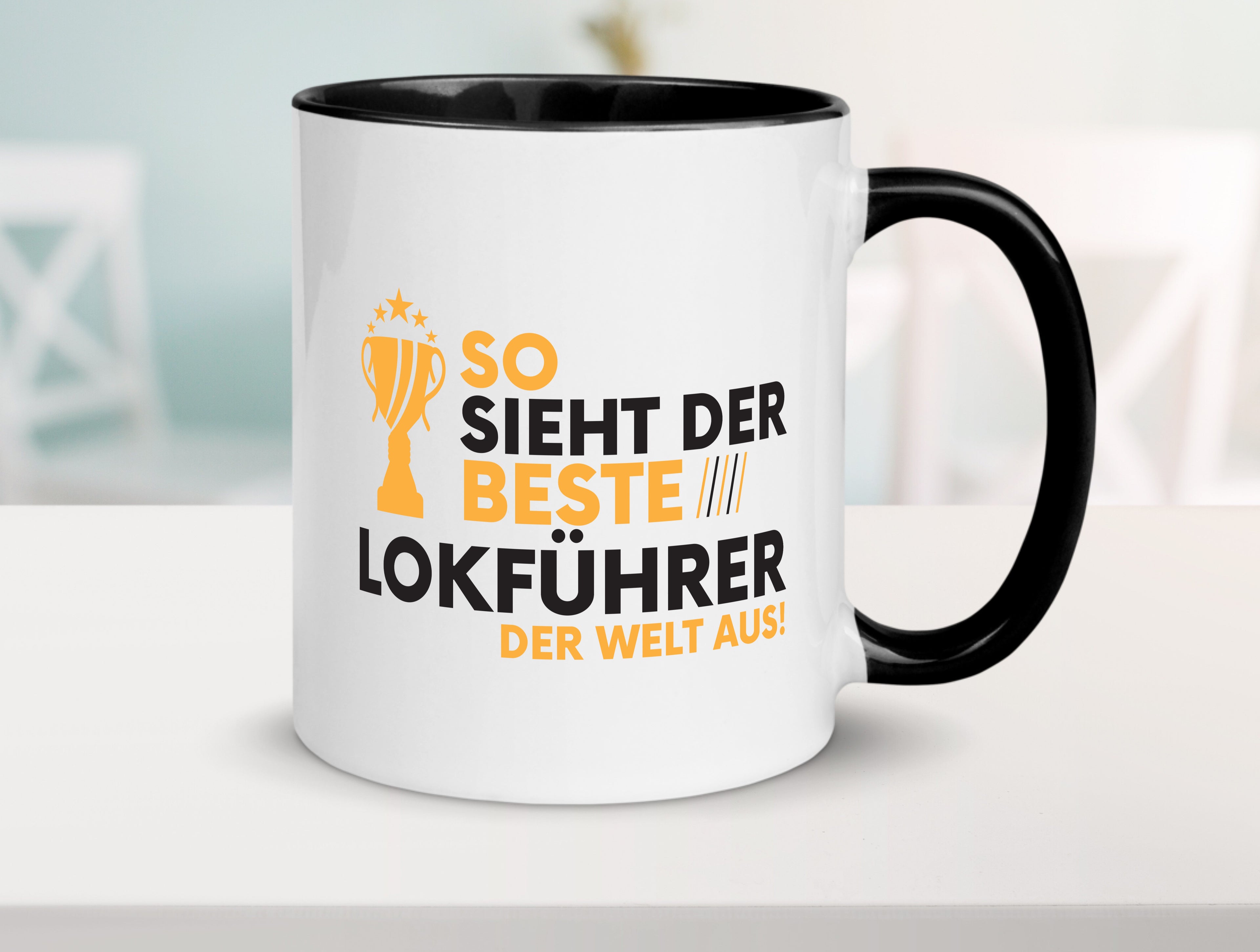 Der Weltbeste Lokführer | Zug | Beruf Tasse Weiß - Schwarz - Kaffeetasse / Geschenk / Familie