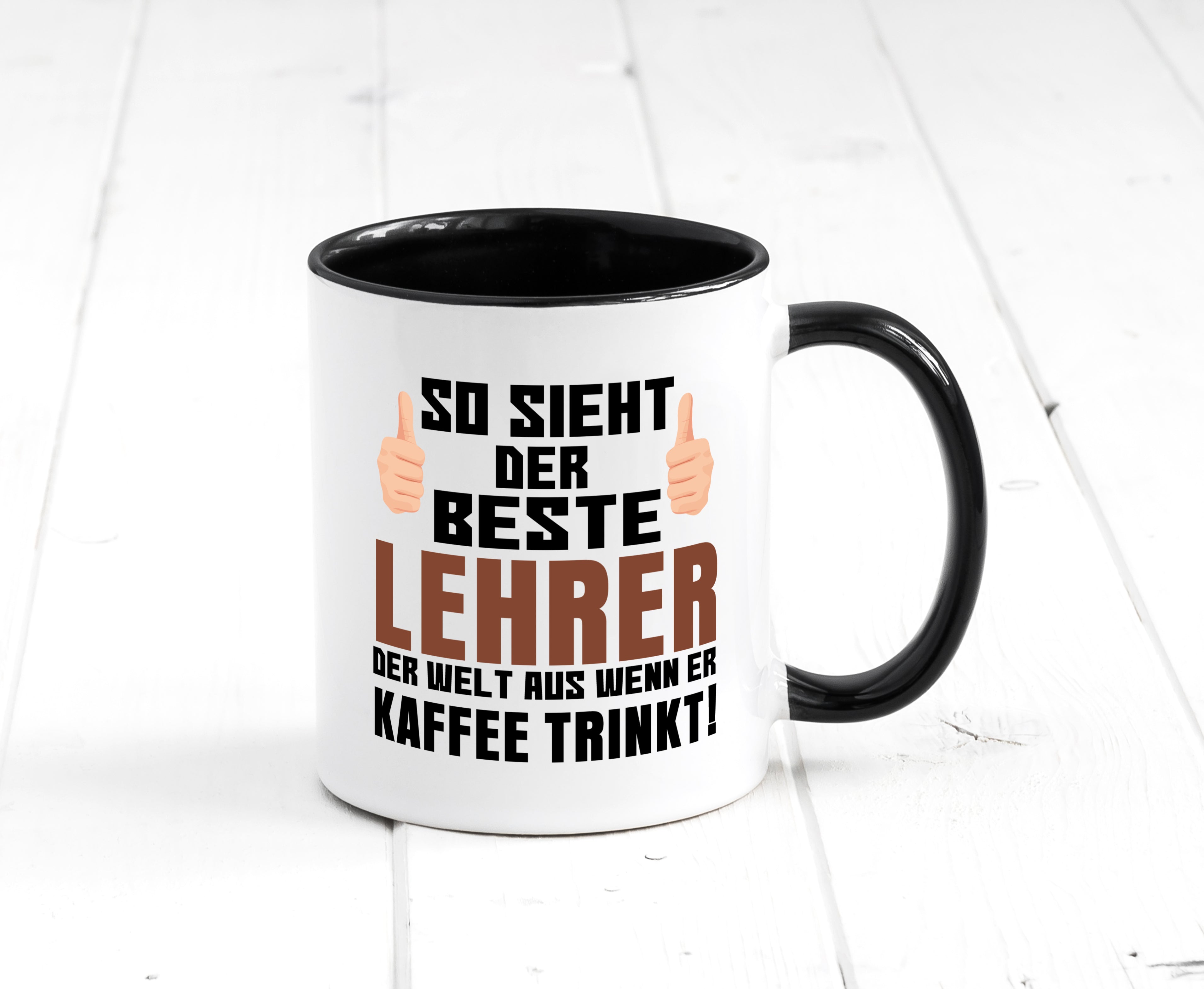 Bester Lehrer | Lieblingslehrer Tasse | lustiger Spruch Tasse Weiß - Schwarz - Kaffeetasse / Geschenk / Familie