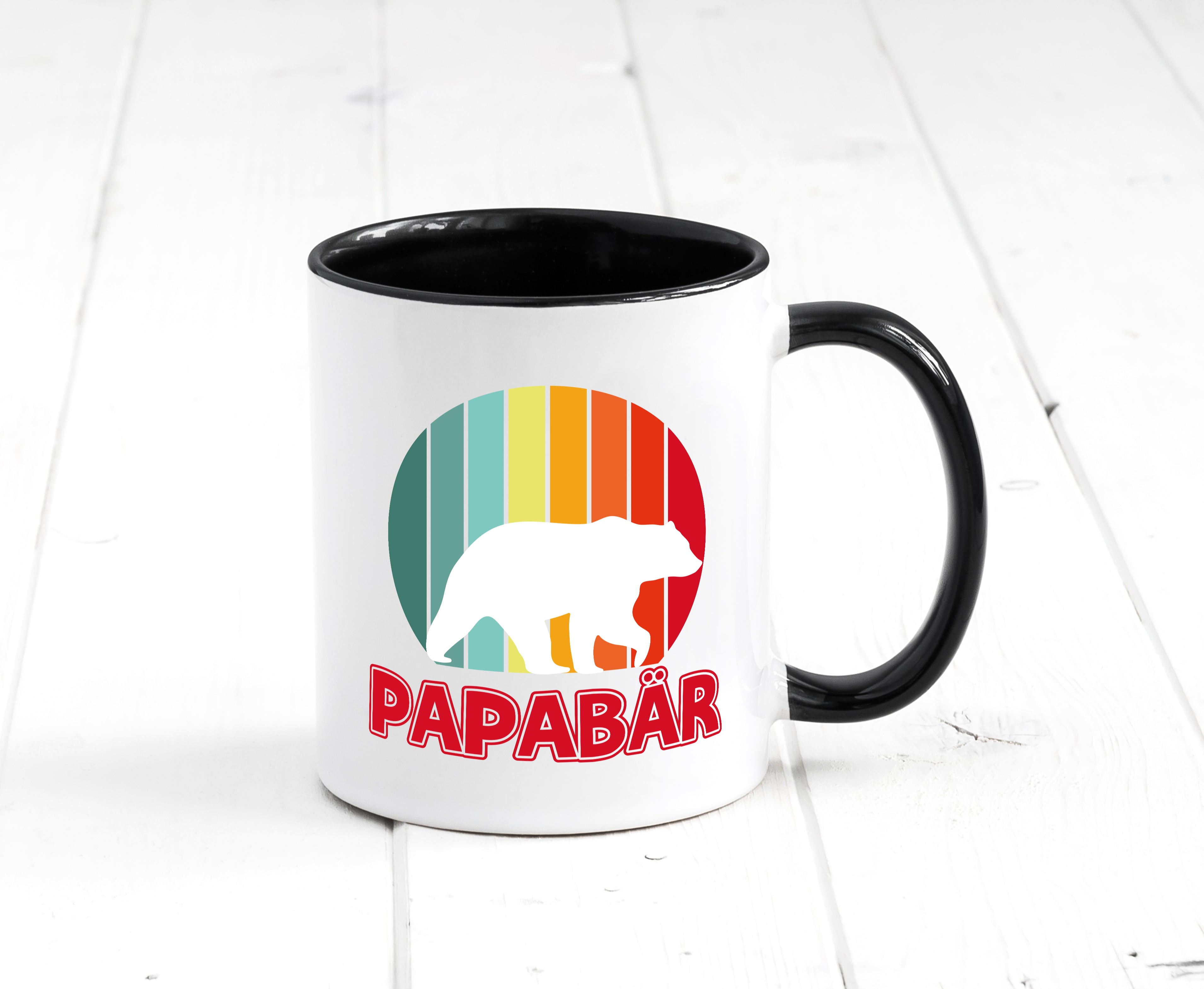 Papabär | Papa Tasse | Vater | Vatertag | Papa Bär Tasse Weiß - Schwarz - Kaffeetasse / Geschenk / Familie