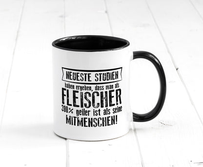 Neuste Studien: Fleischer | Schlachterei Tasse Weiß - Schwarz - Kaffeetasse / Geschenk / Familie