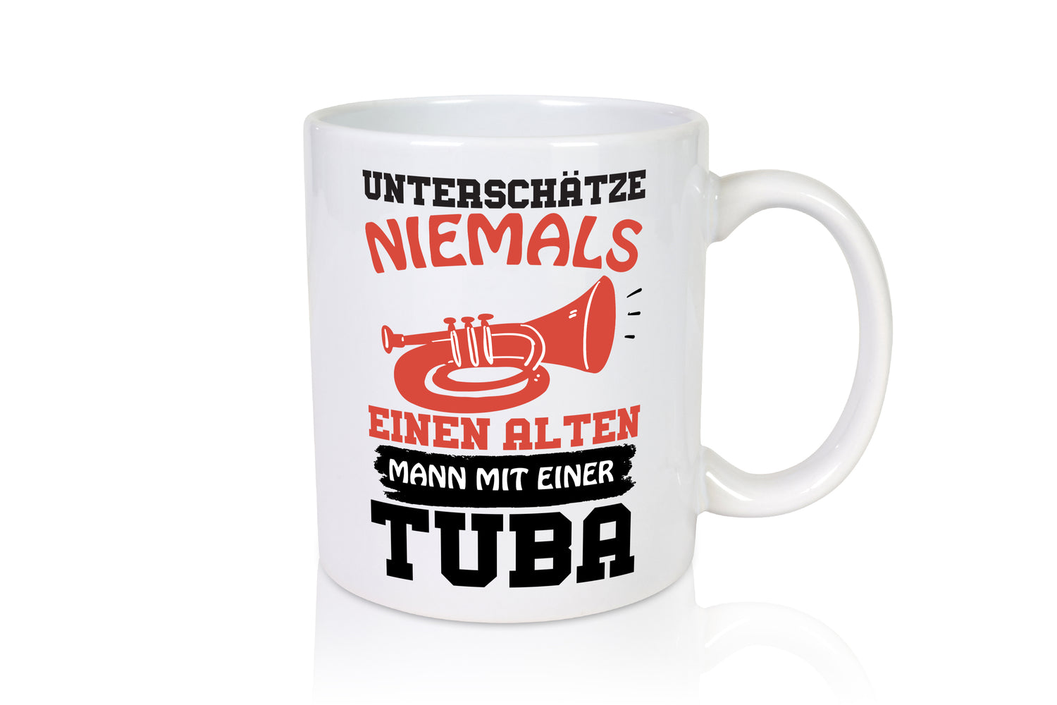 Alter Mann mit Tuba | Tubaspieler Tasse | Musiker Witz - Tasse Weiß - Kaffeetasse / Geschenk / Familie