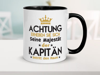 Seine Majestät Kapitän | Schiffskapitän | Schiff Tasse Weiß - Schwarz - Kaffeetasse / Geschenk / Familie