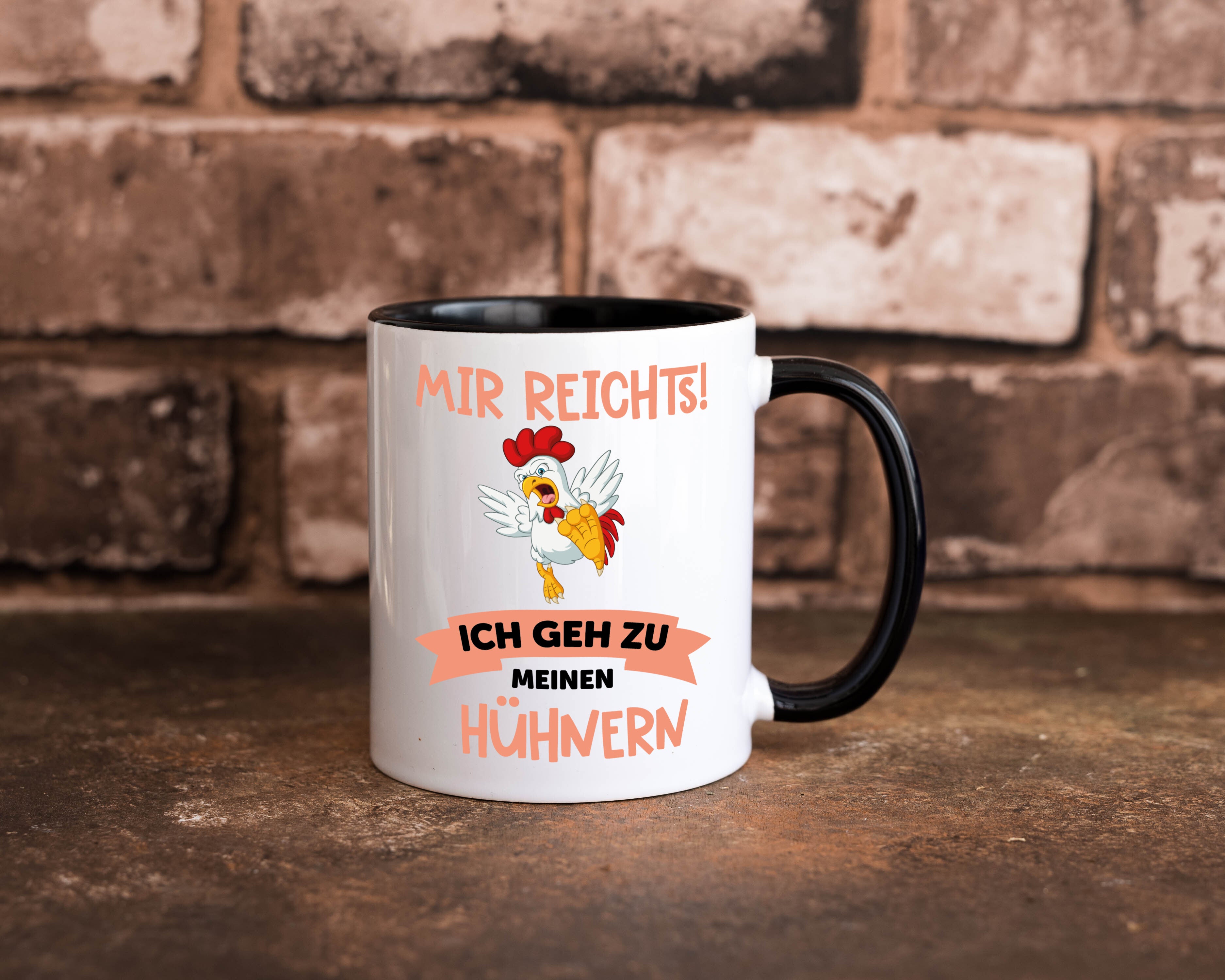 Meine Hühner | Bauernhof | Stall | lustig | Bauer Tasse Weiß - Schwarz - Kaffeetasse / Geschenk / Familie