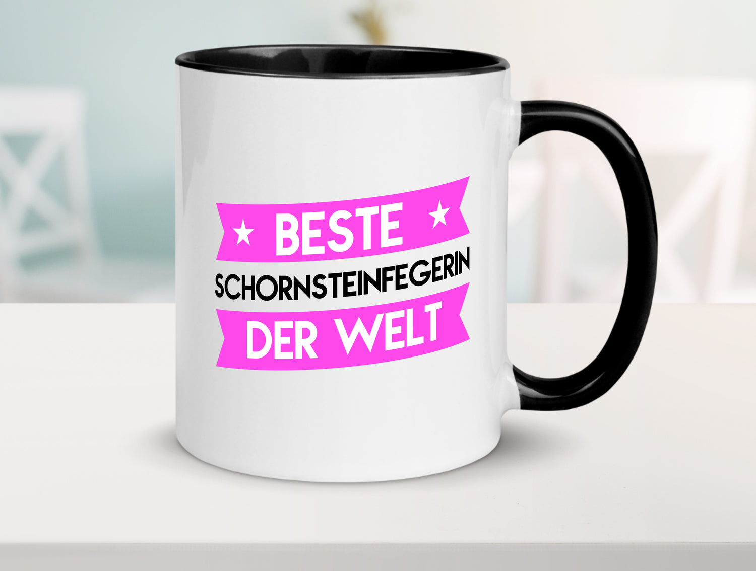 Beste Schornsteinfegerin | Kaminkehrer | Handwerk Tasse Weiß - Schwarz - Kaffeetasse / Geschenk / Familie