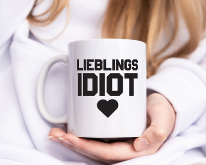 Lieblingsidiot | Tasse schwarz weiß | Freund | Freundin - Tasse Weiß - Kaffeetasse / Geschenk / Familie