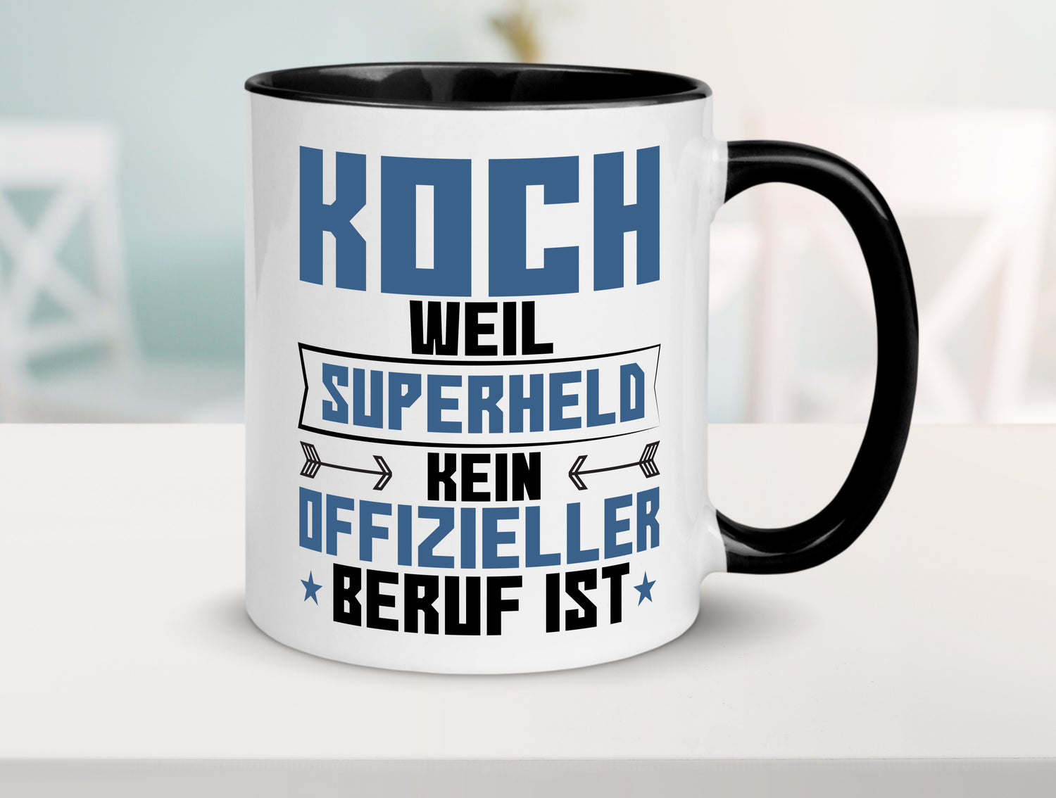 Superheld Koch | Chefkoch | Chefkoch Tasse Weiß - Schwarz - Kaffeetasse / Geschenk / Familie