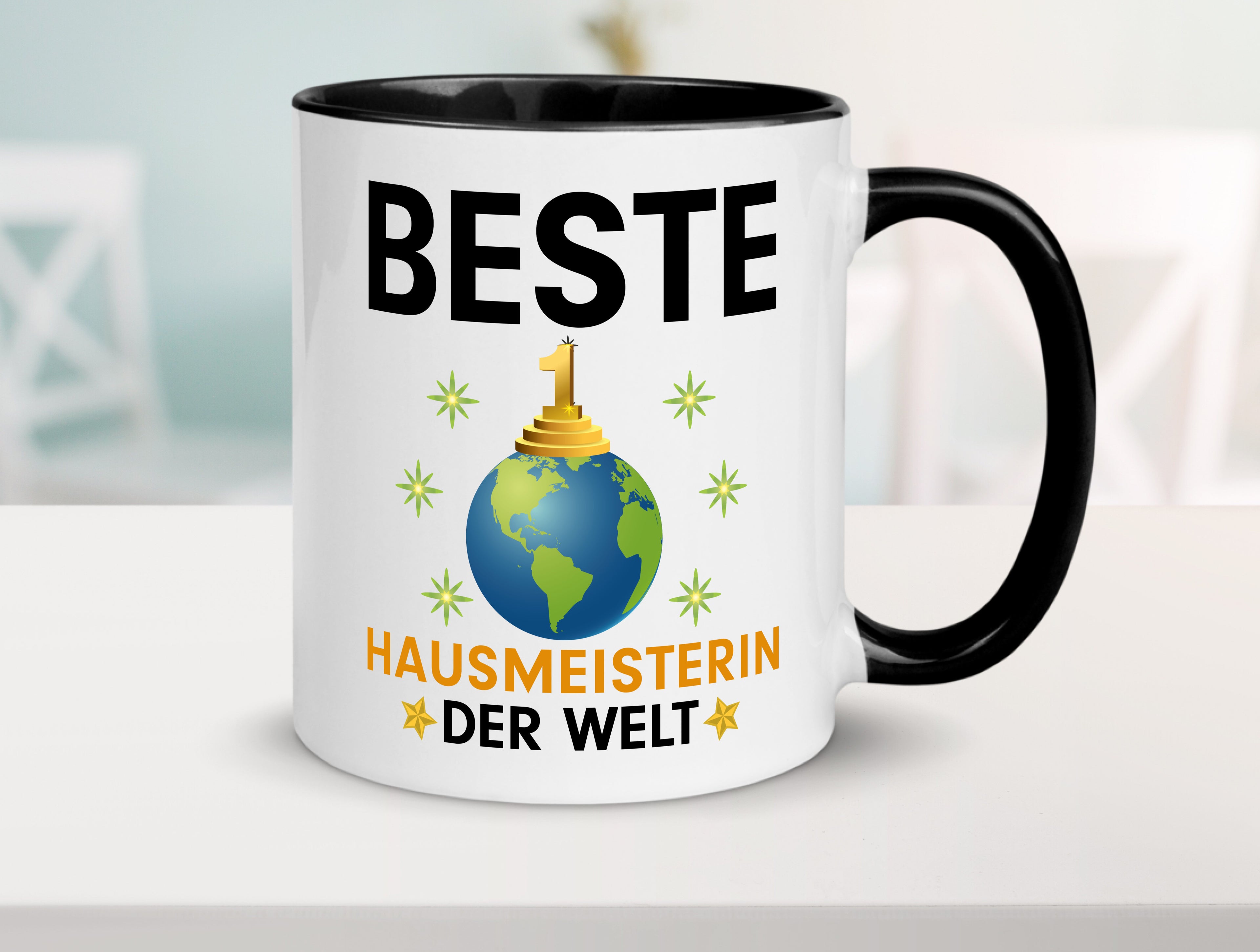 Welt Beste Hausmeisterin | Hauswart Tasse Weiß - Schwarz - Kaffeetasse / Geschenk / Familie