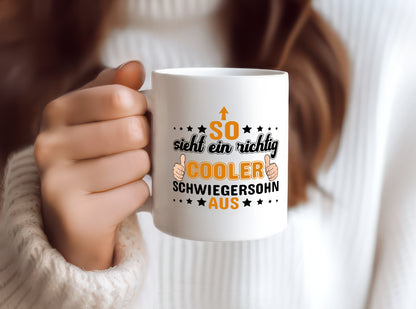 Cooler Schwiegersohn | Spruch | Schwiegereltern Humor - Tasse Weiß - Kaffeetasse / Geschenk / Familie