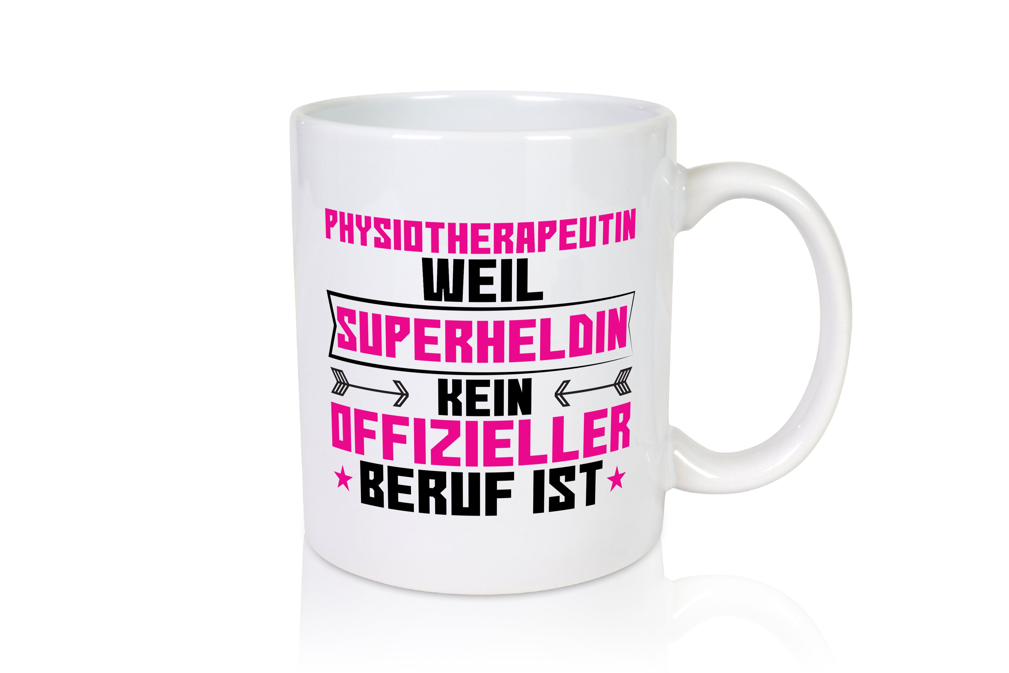 Superheldin Physiotherapeutin - Tasse Weiß - Kaffeetasse / Geschenk / Familie