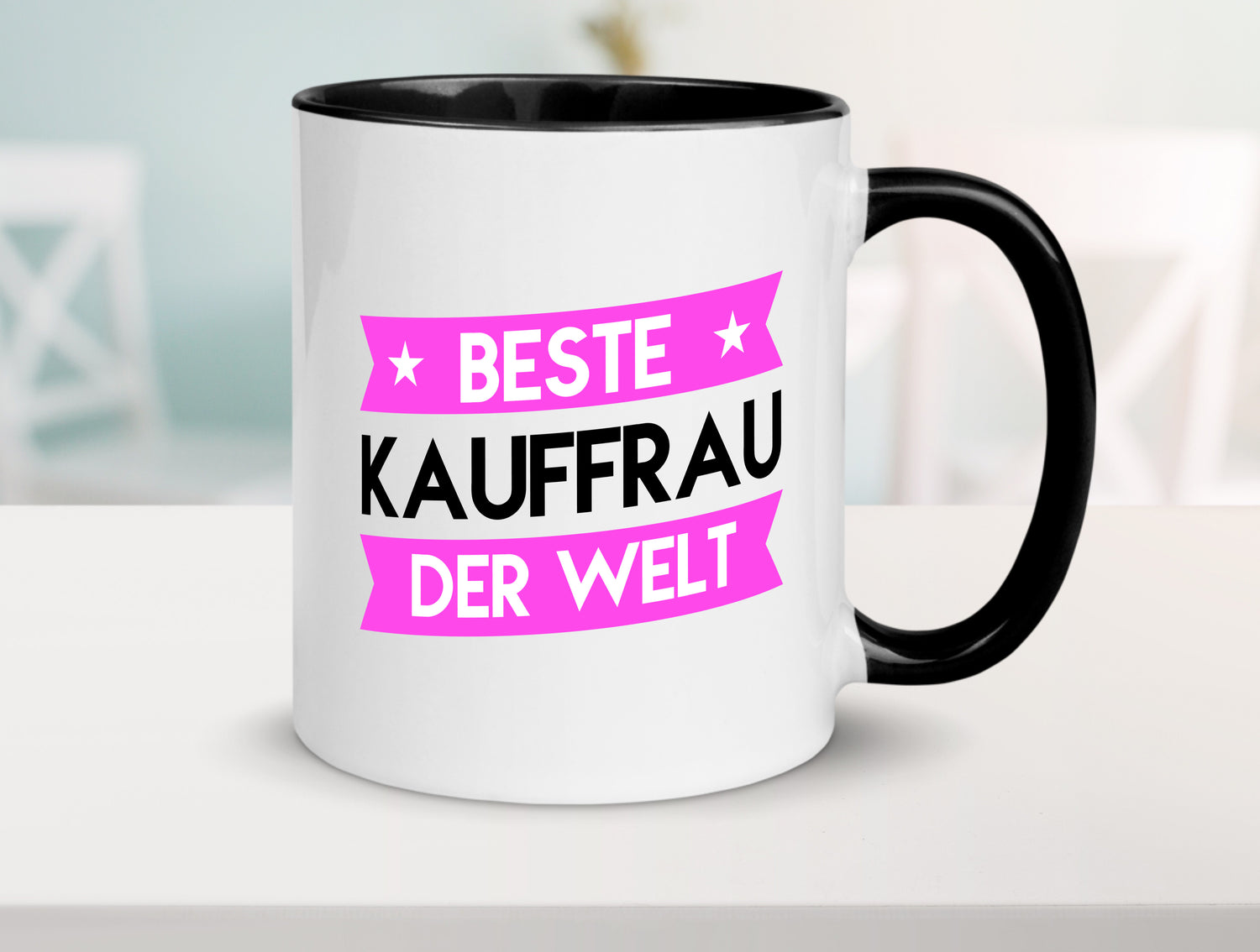 Beste Kauffrau | Kauffrauen Tasse Weiß - Schwarz - Kaffeetasse / Geschenk / Familie