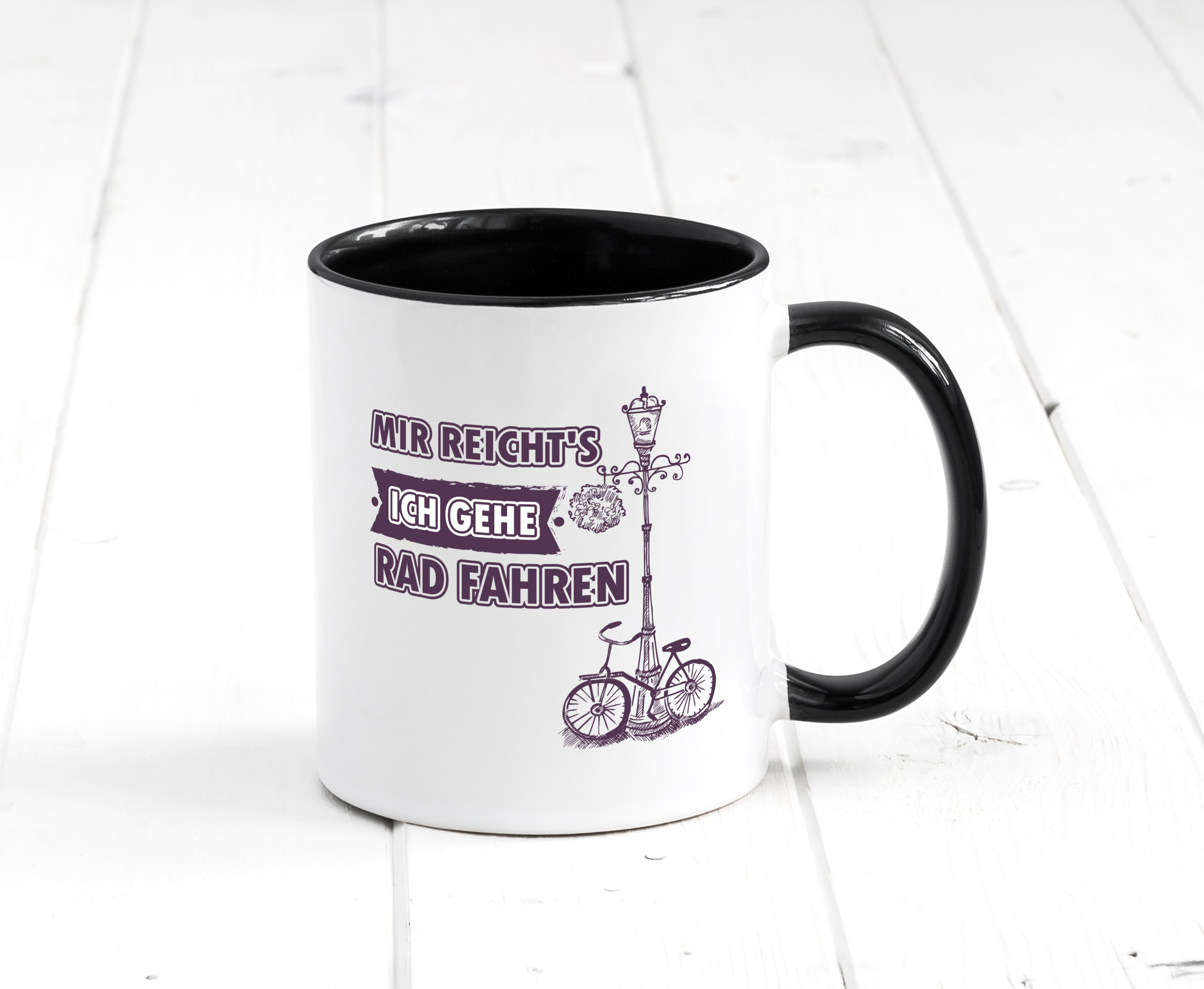 Mir reicht ich geh Rad fahren Tasse Weiß - Schwarz - Kaffeetasse / Geschenk / Familie